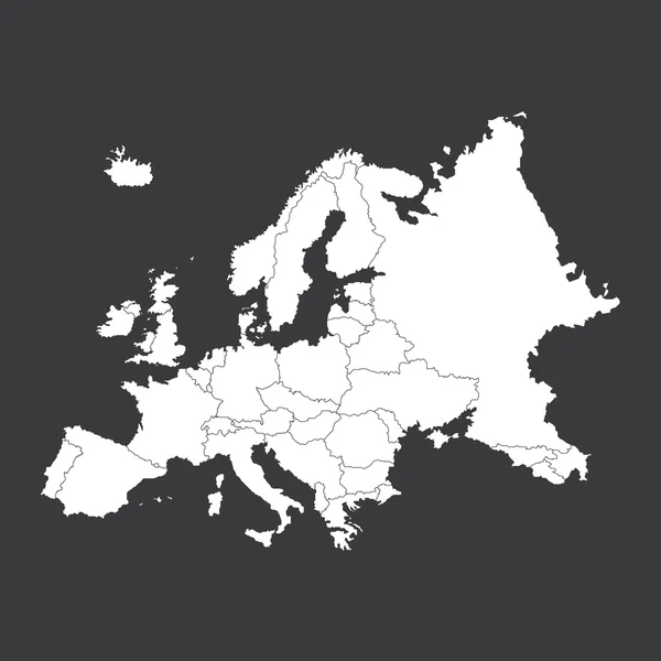 Umriss auf sauberem Hintergrund des europäischen Kontinents — Stockvektor