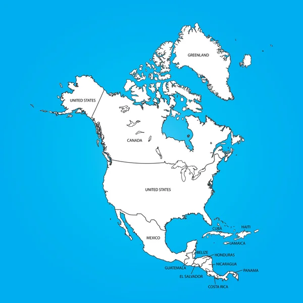 Aperçu sur un fond propre du continent nord-américain — Image vectorielle