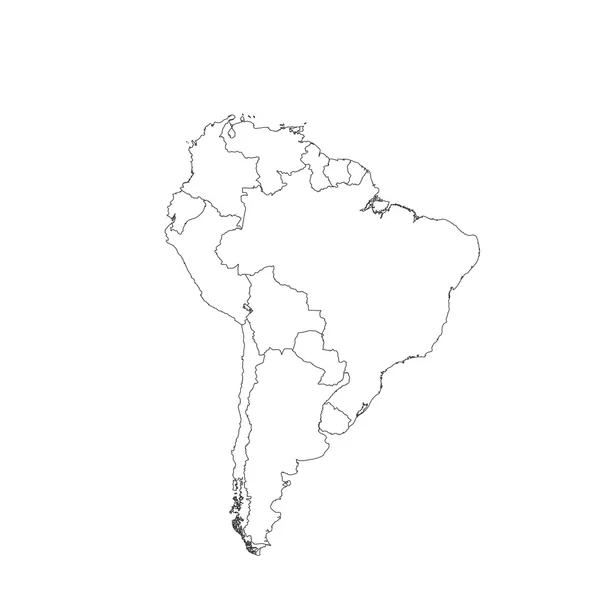 Esquema sobre el fondo limpio del continente de América del Sur — Vector de stock