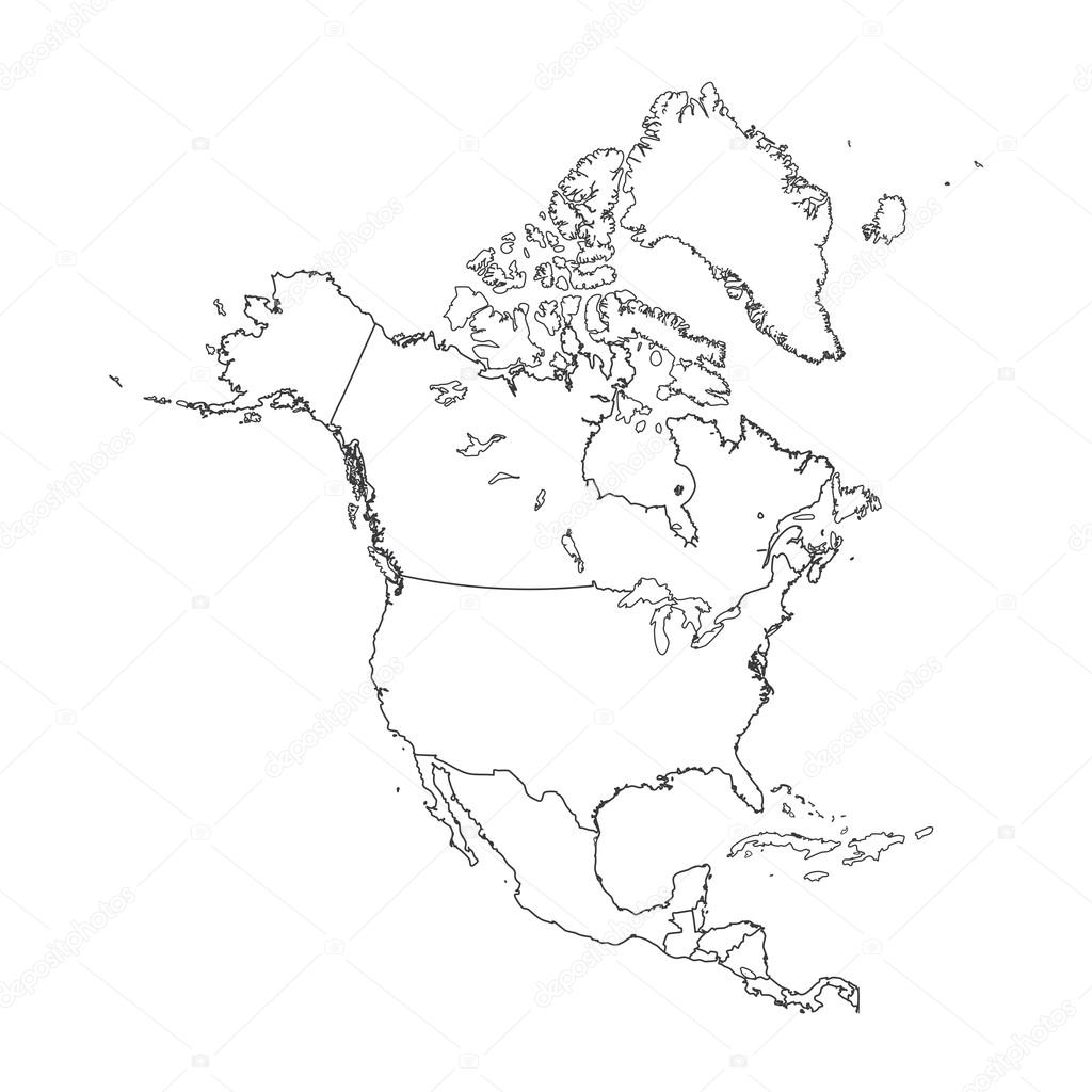 Mapa Konturowa Ameryki Polnocnej I Poludniowej Esquema sobre el fondo limpio del continente de América del Norte 2023