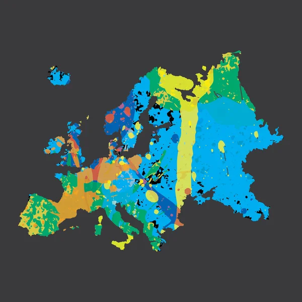 Illustration of a colourfully filled outline of Europe — Stock Photo, Image