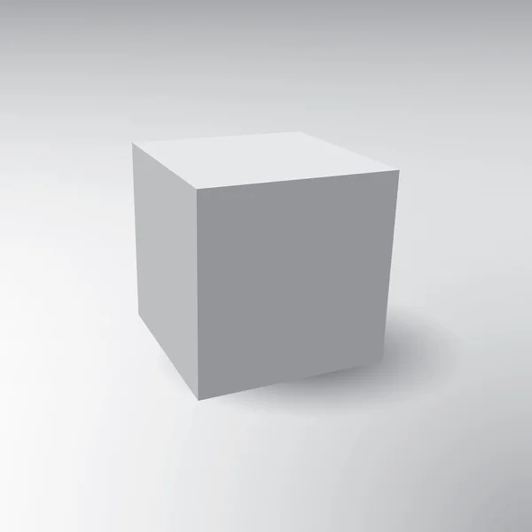 Ilustración de un cubo 3D sobre un fondo gris — Vector de stock