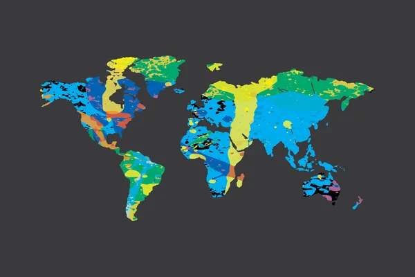 Illustration av ett färgglatt fyllda disposition av världen — Stock vektor