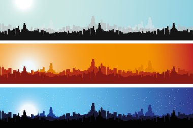 City scape w różnych porach dnia