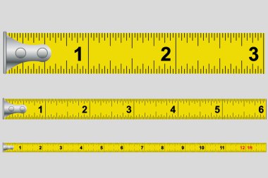 Tape measure in inches clipart