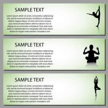 yoga pozisyonları ile vektörel banner
