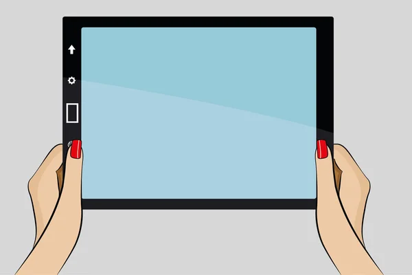 Femmes mains tenant tablette PC — Image vectorielle