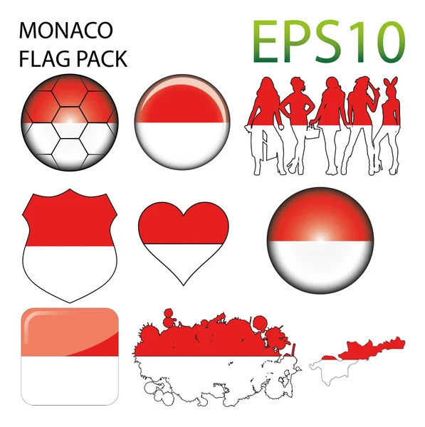 Monaco flagga map pack — Stock vektor