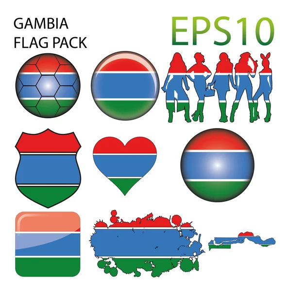 Mapa de la Bandera de Gambia — Vector de stock