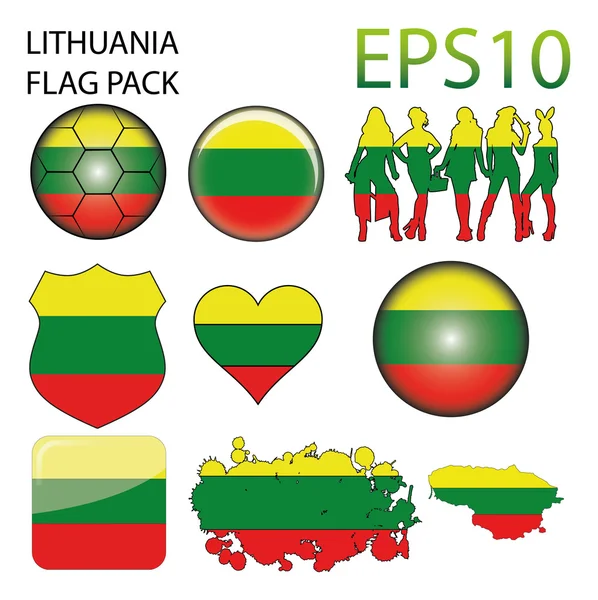 Bandera de Lituania Mapa Pack — Vector de stock