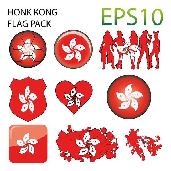 Mapa de Honk Kong Bandera — Vector de stock