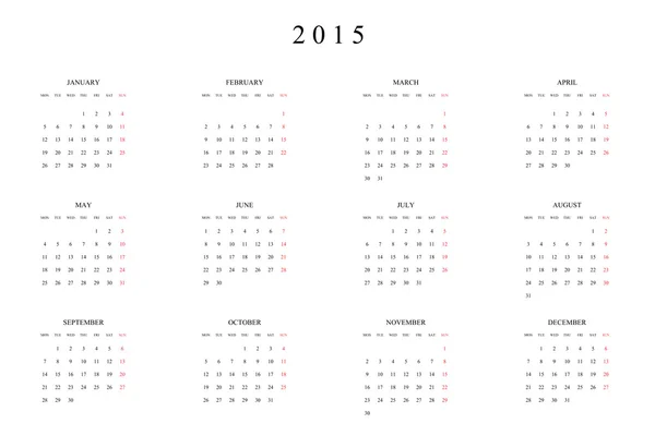 2015 kalender — Stockvector