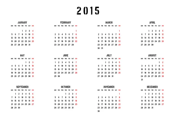 2015 kalender — Stockvector