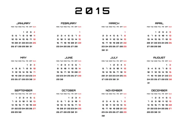 2015 календар — стоковий вектор