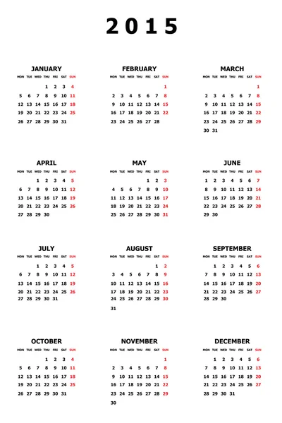 2015 カレンダー — ストック写真