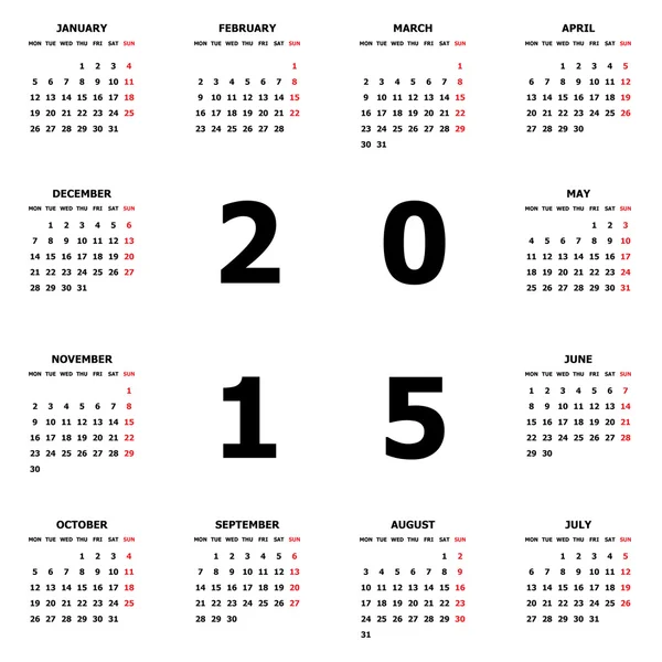 2015 カレンダー — ストック写真