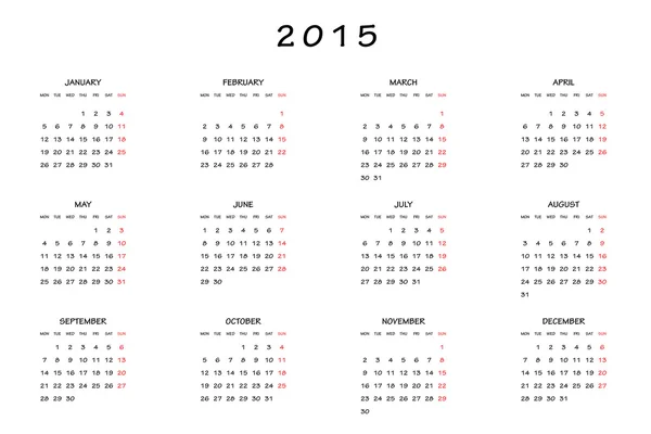 Kalender 2015 — Stockfoto