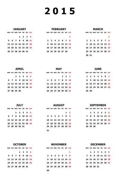 2015 kalender — Stockvector