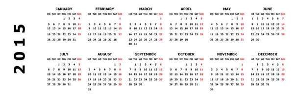 Calendrier 2015 — Image vectorielle