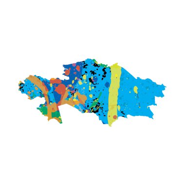 Kazakistan rengarenk doldurulmuş anahat çizimi