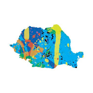 rengarenk doldurulmuş anahat Romanya çizimi