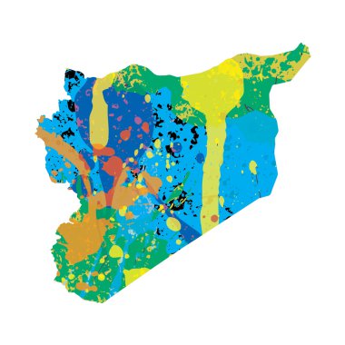 rengarenk doldurulmuş anahat Suriye çizimi