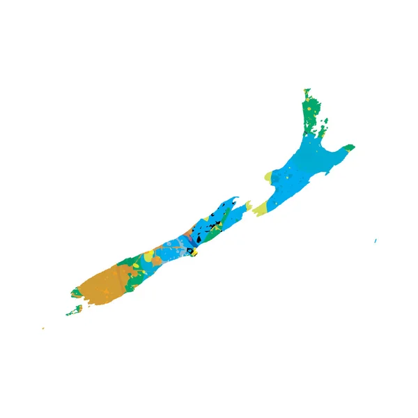 Illustratie van een kleurrijk Gevulde omtrek van Nieuw-Zeeland — Stockvector