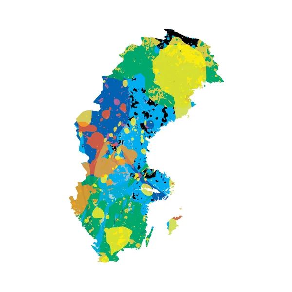 Illustratie van een kleurrijk Gevulde omtrek van Zweden — Stockvector