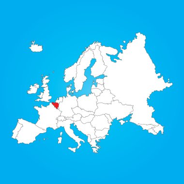 Avrupa Haritası ile seçilen ülke ofbelgium