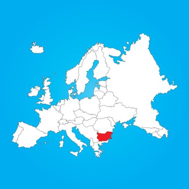 Avrupa Haritası ile seçilen ülke ofbulgaria