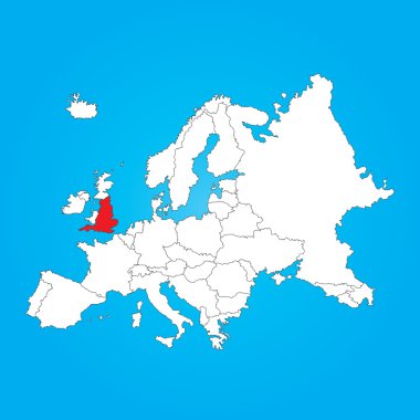 Avrupa Haritası ile seçilen ülke ofengland