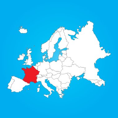 Avrupa Haritası ile seçilen ülke offrance