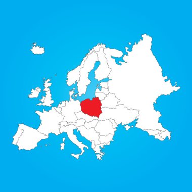 Avrupa Haritası ile seçilen ülke ofpoland
