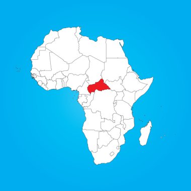 Merkezi Afrika Republi seçilen bir ülke ile Afrika Haritası