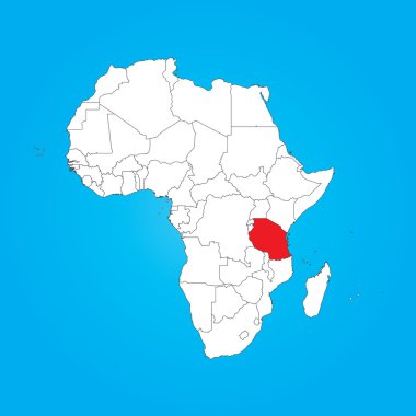Tanzanya'nın seçili bir ülke ile Afrika Haritası