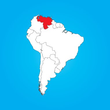 Güney Amerika harita Venezuela seçili bir ülke ile