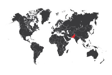 Seçilen ülke Pakistan ile Dünya Haritası