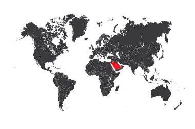 Seçilen ülke Suudi Arabistan ile Dünya Haritası