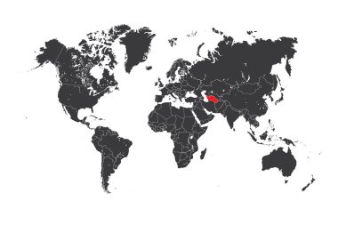 Seçilen ülke Türkmenistan ile Dünya Haritası