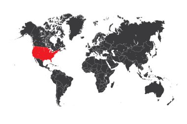 Dünya Haritası ile seçilen ülkenin Ame Amerika Birleşik Devletleri