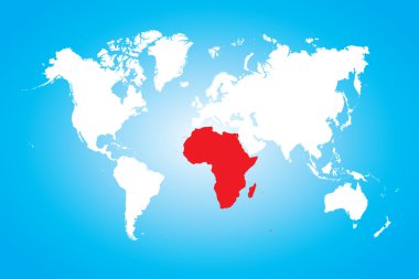 Seçili bir Afrika kıtası ile Dünya Haritası