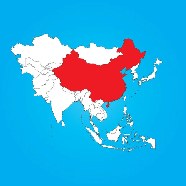 Mappa dell'Asia con un paese selezionato della Cina — Foto Stock