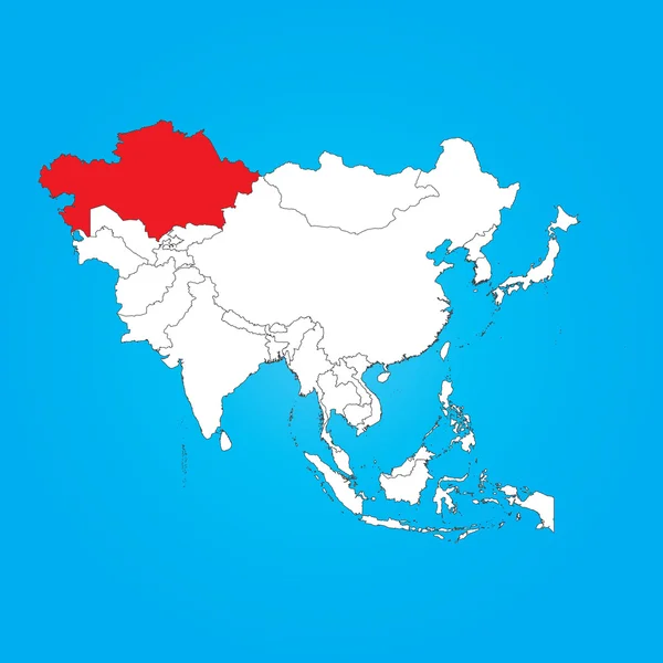 カザフスタンの選択した国のアジアの地図 — ストック写真