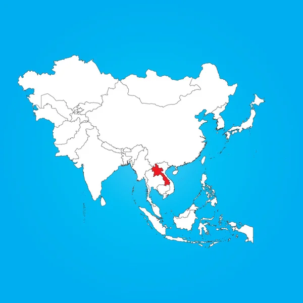 Kaart van Azië met een geselecteerde land van Laos — Stockfoto