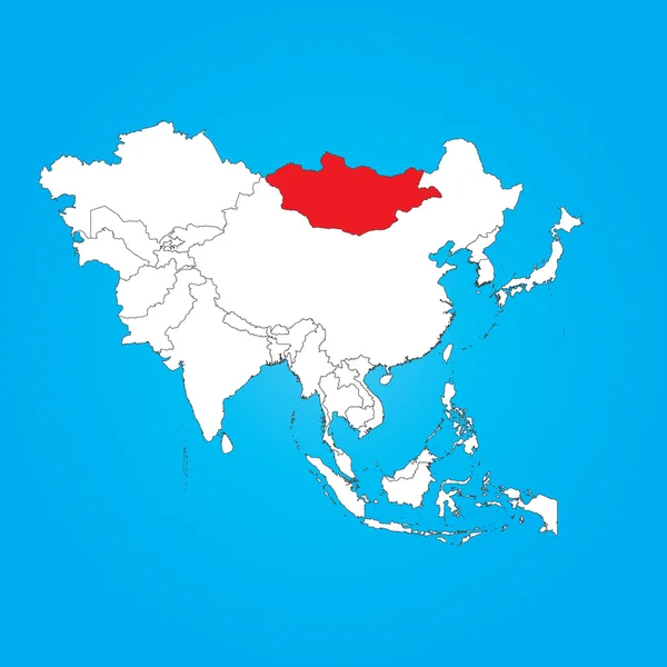 Map of Asia with a selected country of Mongolia — Stock Photo, Image