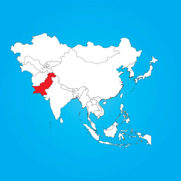 パキスタンの選択した国のアジアの地図 — ストック写真