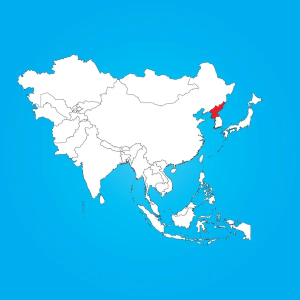 Mappa dell'Asia con un paese selezionato della Corea del Nord — Foto Stock