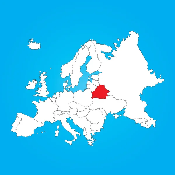 Mapa da Europa com um país seleccionado da Bielorrússia — Fotografia de Stock