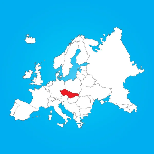 Mapa Europy z wybranego kraju ofczech Republika — Zdjęcie stockowe