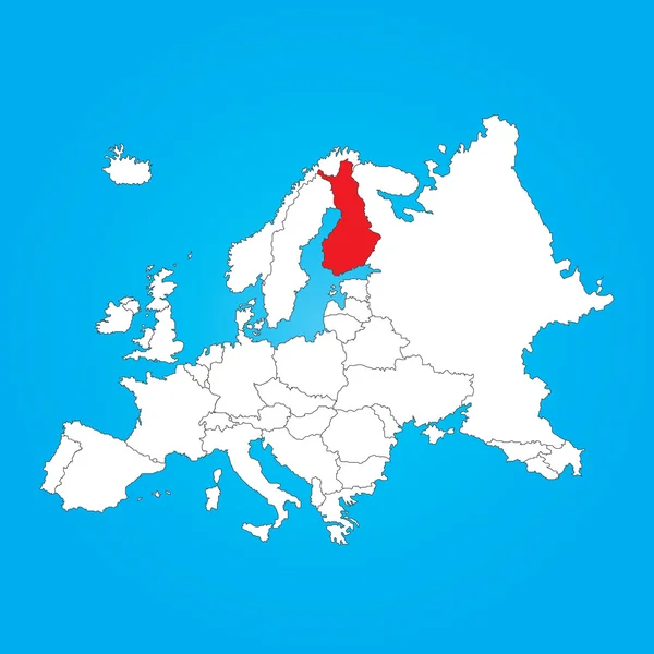 Mappa dell'Europa con un paese selezionato diFinlandia — Foto Stock